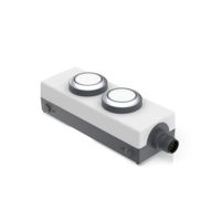 RAFI 1.22.392.392/2200 E-BOX M12, 2 valaistua painiketta FLEXLAB, eturengas metallihopea, 2 NO