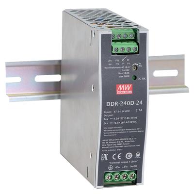 [DDR-240C-24] MEAN WELL DDR-240C-24 - Teholähde 24V 10A DIN Kisko