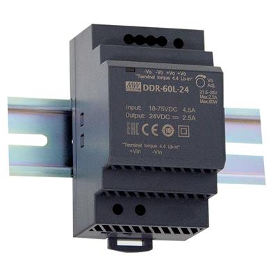 [DDR-60L-15] MEAN WELL DDR-60L-15 - Teholähde +15V 4A DIN Kisko