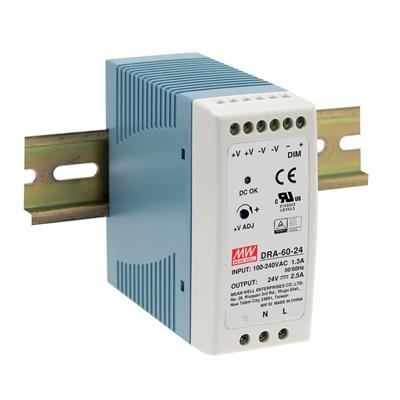 MEAN WELL DRA-60-12 - Teholähde +12V 5A DIN Kisko