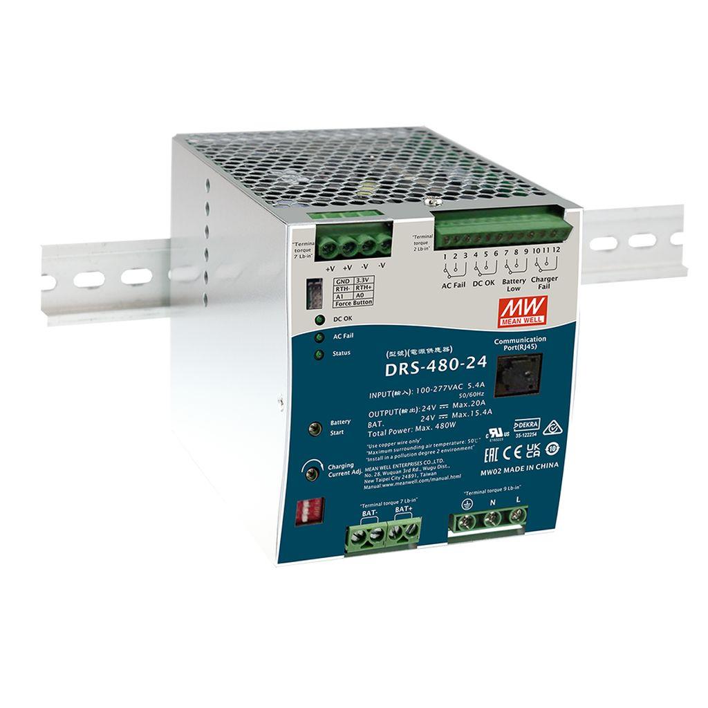 MEAN WELL DRS-480-24 Teholähde DIN-kisko +24V 20A +24V 15.4A