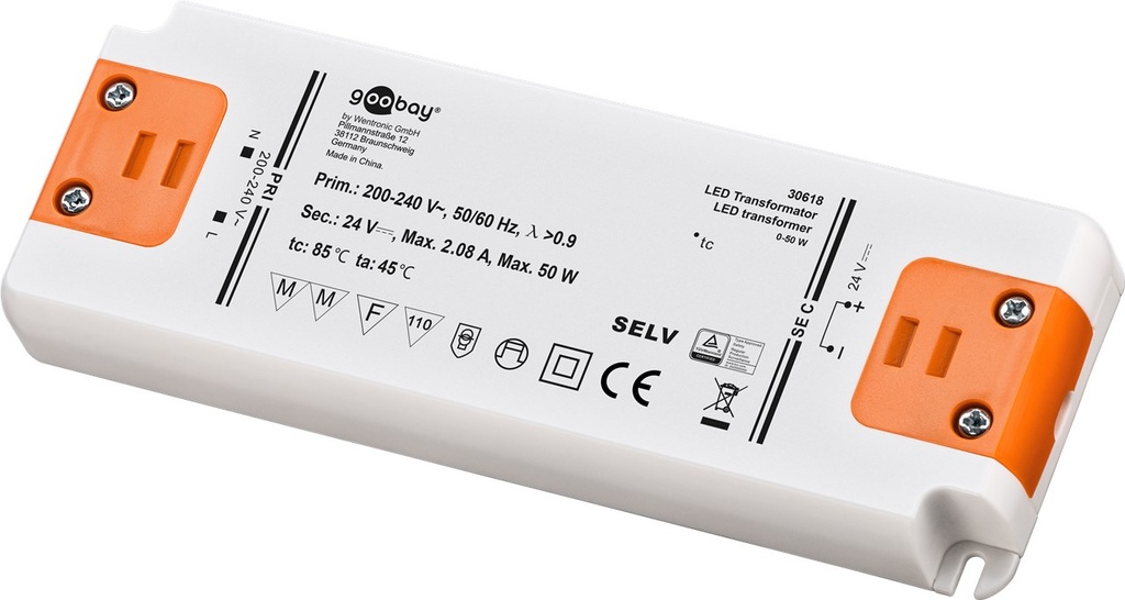 [30618] GOOBAY YE-100-110-353 LED POWER SUPPLY 24V DC CONSTANT VOLTAGE -50W - NOT DIMMABLE 2,1A IP20