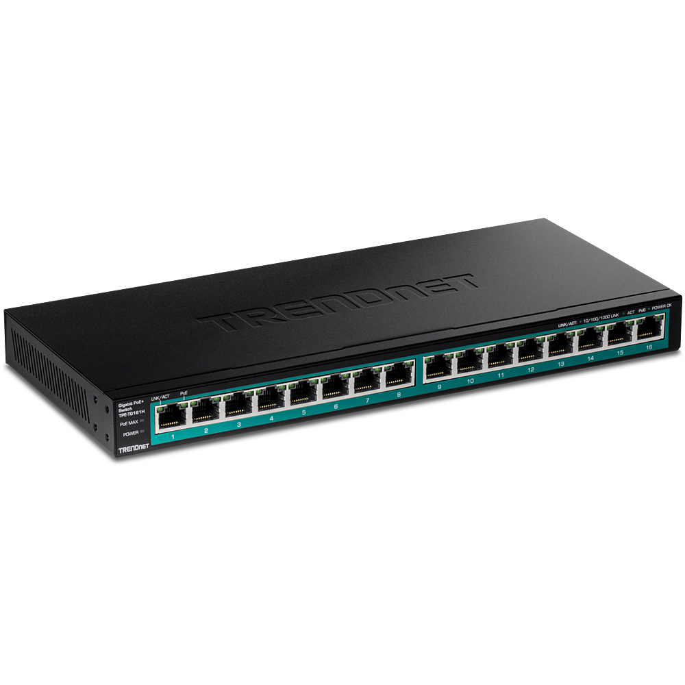 TRENDNET TPE-TG161H - 16-porttinen Gigabit PoE+-kytkin 120W