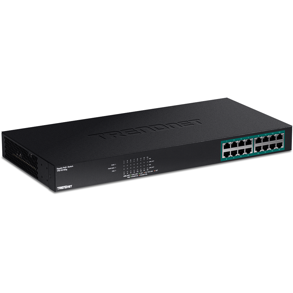 [TPE-TG160g] TRENDNET TPE-TG160g - 16-porttinen Gigabit PoE+ -kytkin 250W