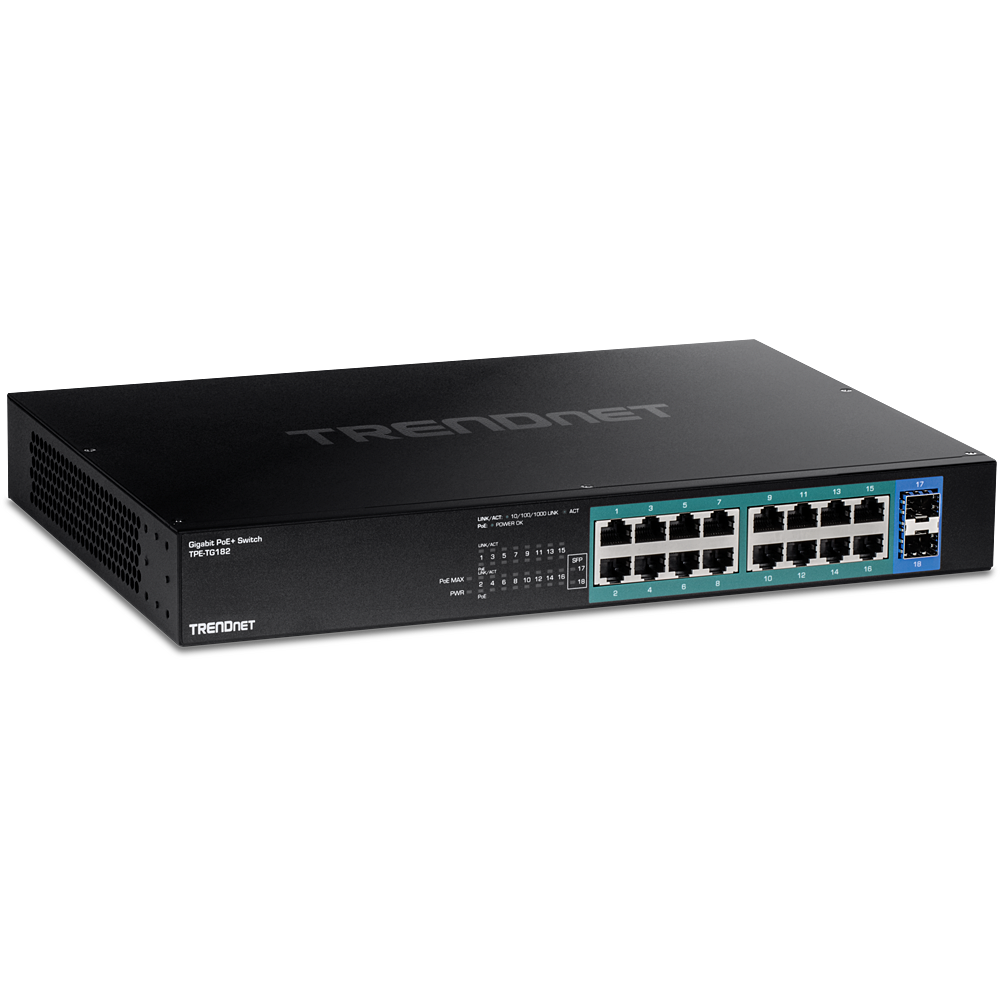 TRENDNET TPE-TG182 - 18-porttinen Gigabit PoE+ -kytkin 240W