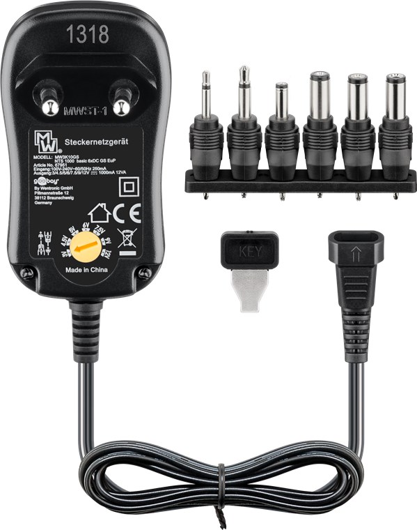 Goobay 67951 Virtalähde - 3V-12V 12W / 1.0A + adapterisarja