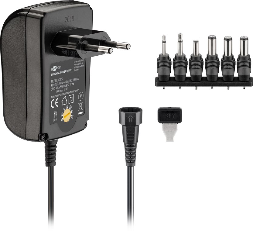 Goobay 67952 Virtalähde - 3V-12V 18W / 1.5A + adapterisarja
