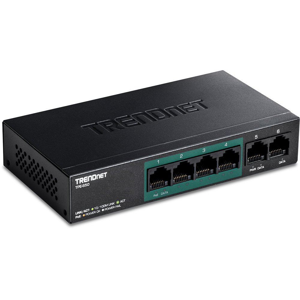 TRENDNET TPE-S50 - 6-porttinen PoE+-kytkin 60W 10/100Mbps