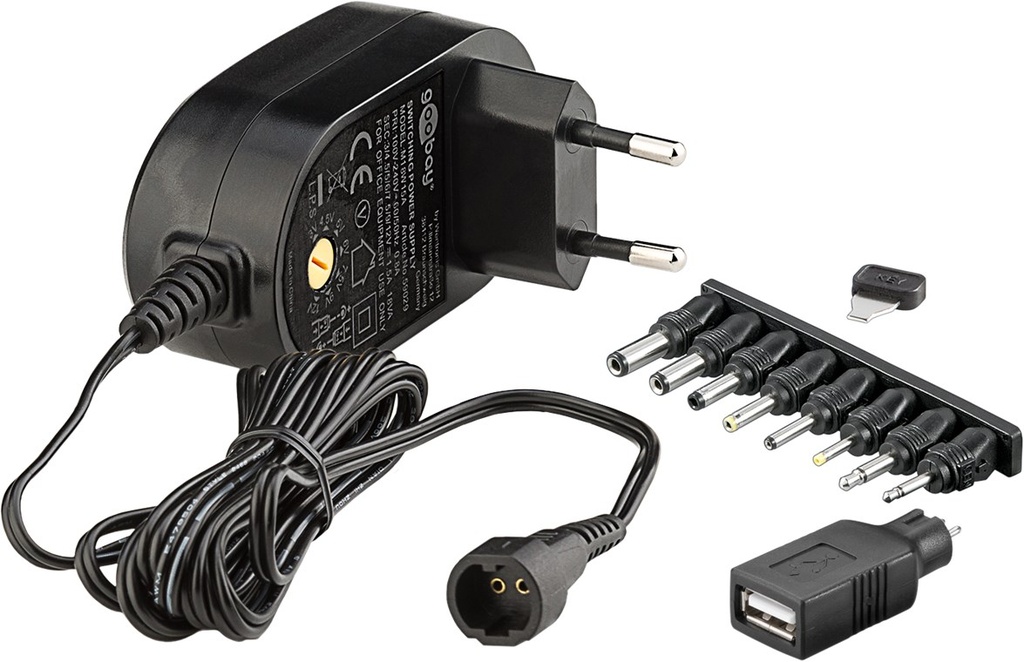 Goobay 59029 Virtalähde - 3V-12V 18W / 1.5A + adapterisarja