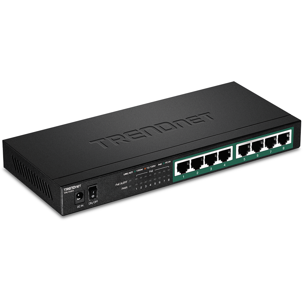 TRENDNET TPE-TG83 - 8-porttinen Gigabit PoE+ -kytkin 65W