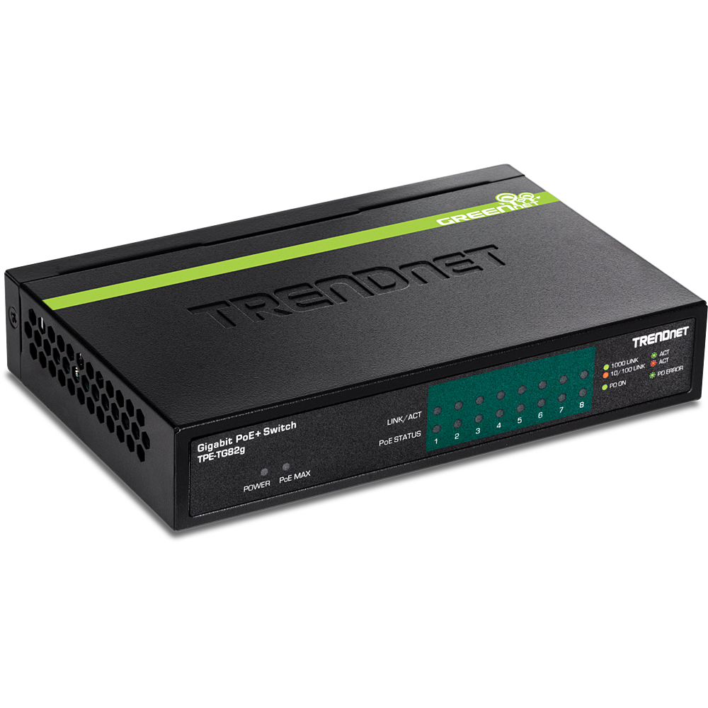 TRENDNET TPE-TG82g - 8-porttinen Gigabit PoE+ -kytkin 61W