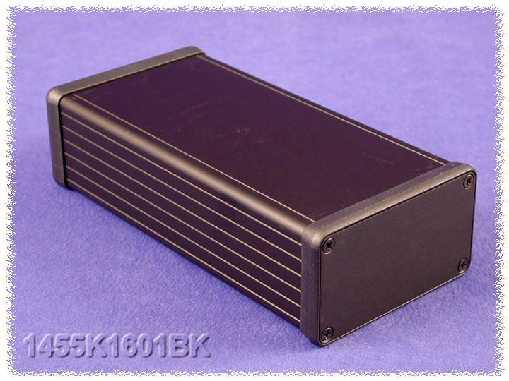 HAMMOND 1455K1601BK Suulakepuristettu Alumiinikotelo 160x78x43mm Musta anodisoitu IP54