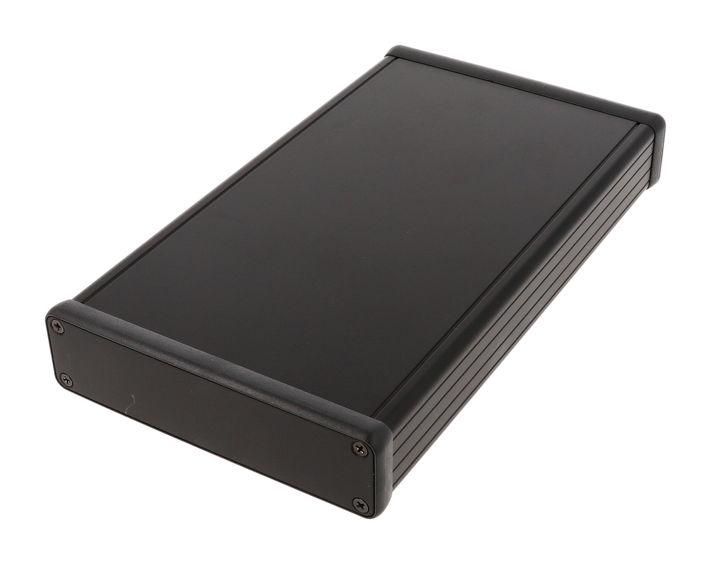 HAMMOND 1455P2201BK Suulakepuristettu Alumiinikotelo 220x125x30.5mm Musta anodisoitu IP54