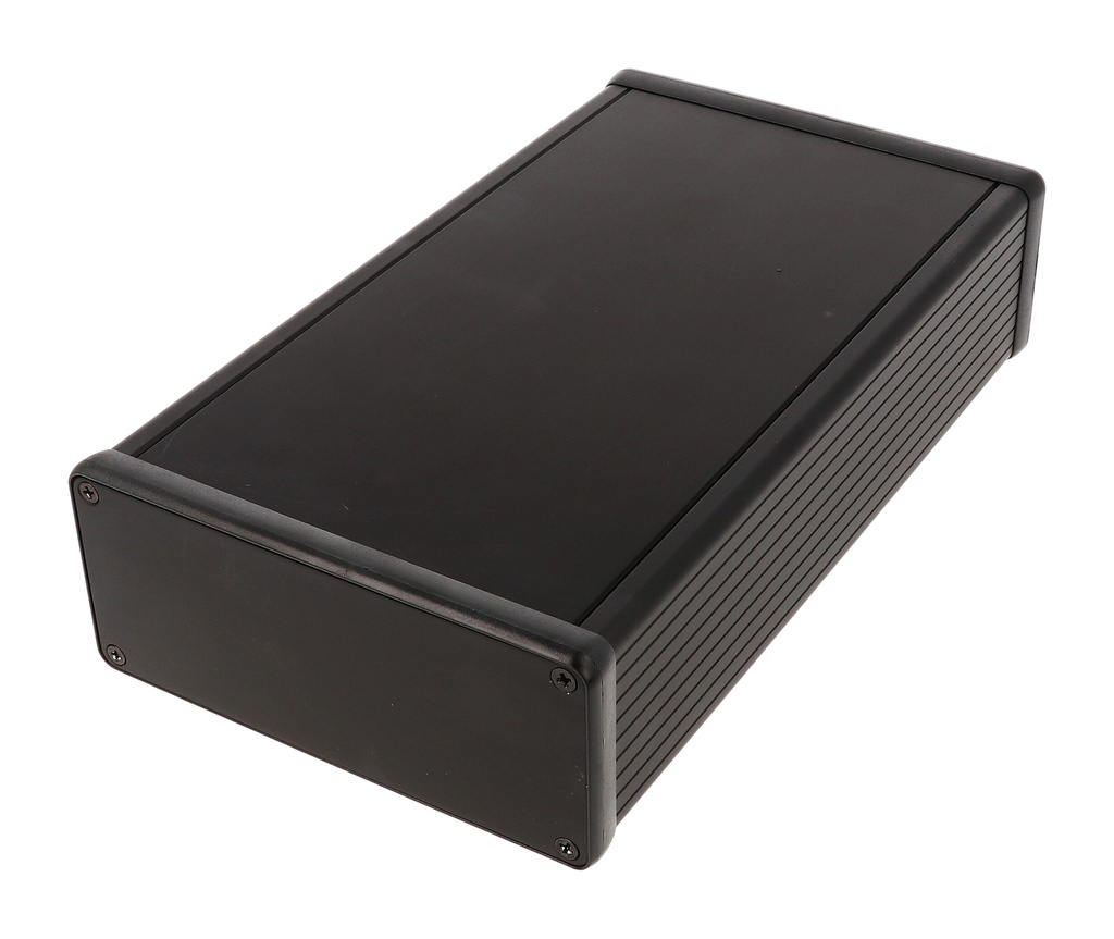 HAMMOND 1455Q2201BK Suulakepuristettu Alumiinikotelo 220x125x51.5 Musta anodisoitu IP54