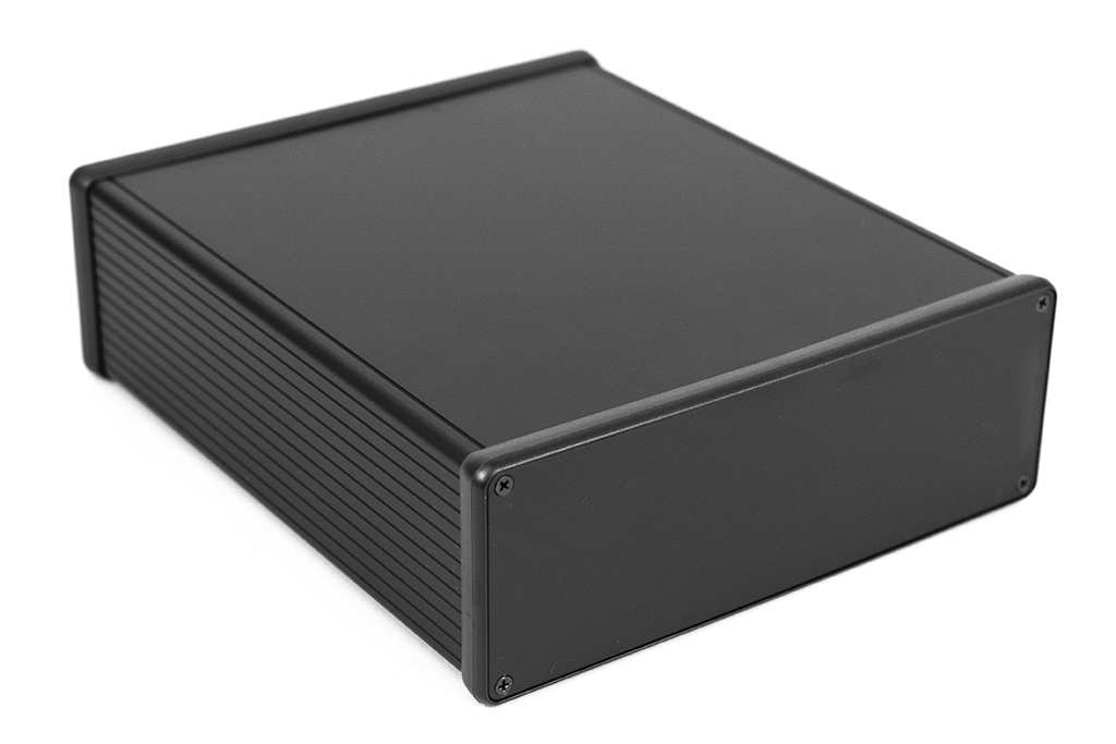 HAMMOND 1455U2201BK Suulakepuristettu Alumiinikotelo 220x191x66mm Musta anodisoitu IP54