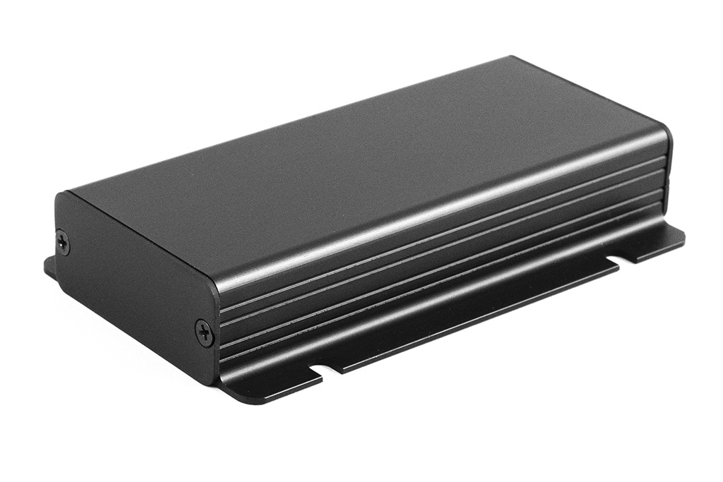 HAMMOND 1455CF1201BK Suulakepuristettu Alumiinikotelo + sivuasennuslaipat 120x54x23mm Musta anodisoitu IP54