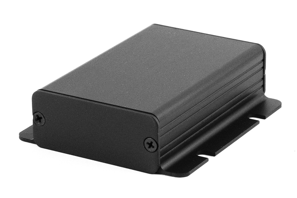 HAMMOND 1455CF801BK Suulakepuristettu Alumiinikotelo + sivuasennuslaipat 80x54x23mm Musta anodisoitu IP54
