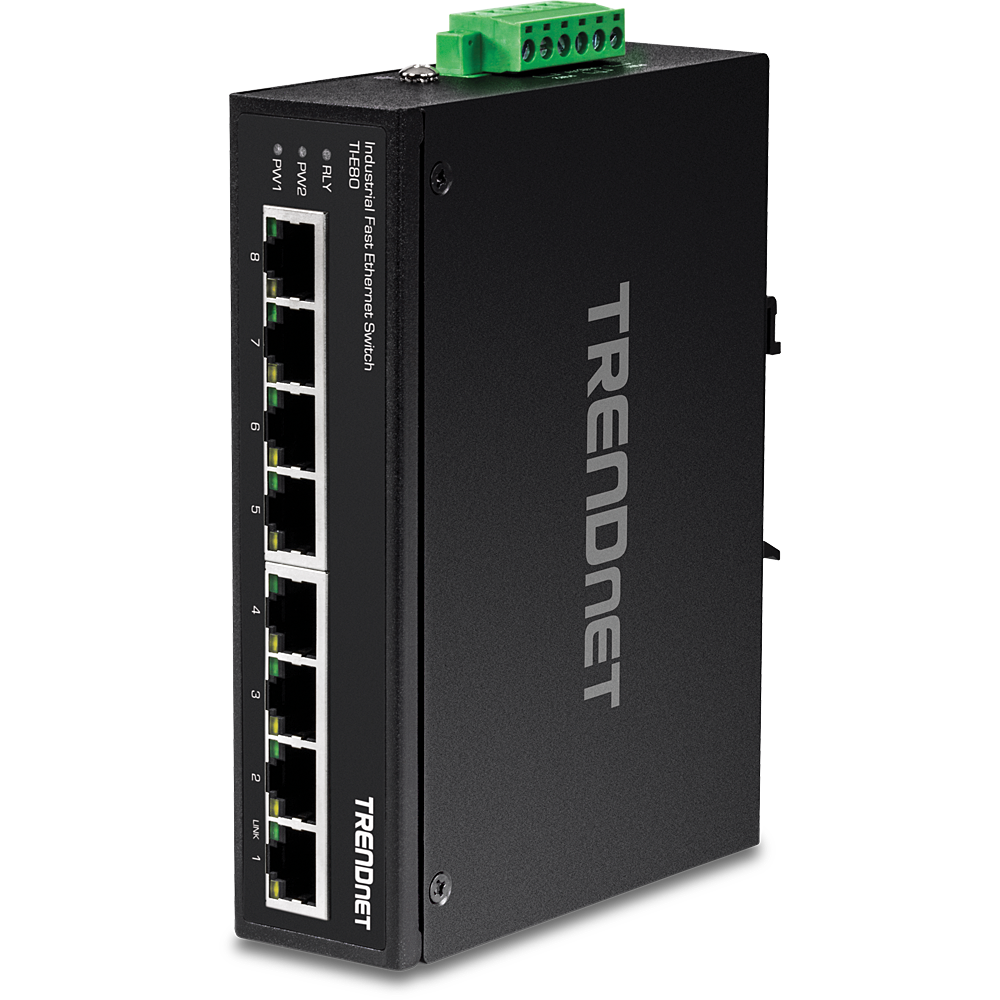 [TI-E80] TRENDNET TI-E80 - 8-porttinen teollinen Fast Ethernet DIN-kiskokytkin