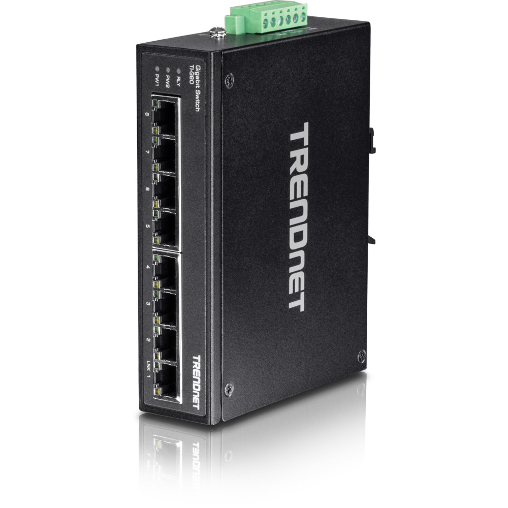 TRENDNET TI-G80 - 8-porttinen teollinen Gigabit DIN-kiskokytkin
