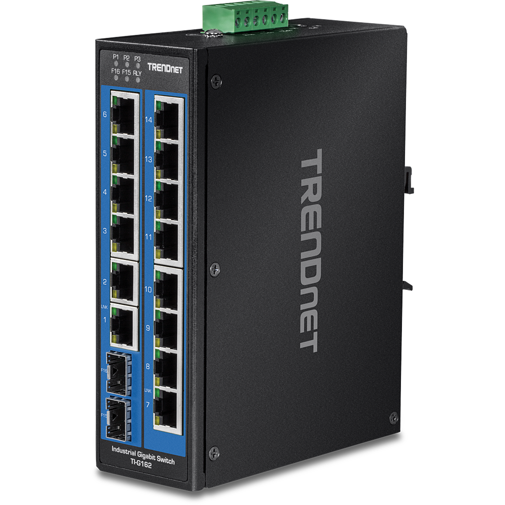 TRENDNET TI-G162 - 16-porttinen teollinen gigabit DIN-kiskokytkin