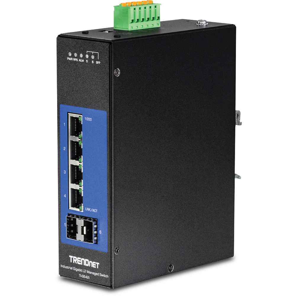 TRENDNET TI-G642i - 6-porttinen teollinen gigabitin L2 hallittava DIN-kiskokytkin