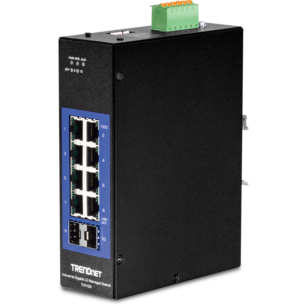 TRENDNET TI-G102i - 10-porttinen teollinen gigabitin L2-ohjattu DIN-kiskokytkin