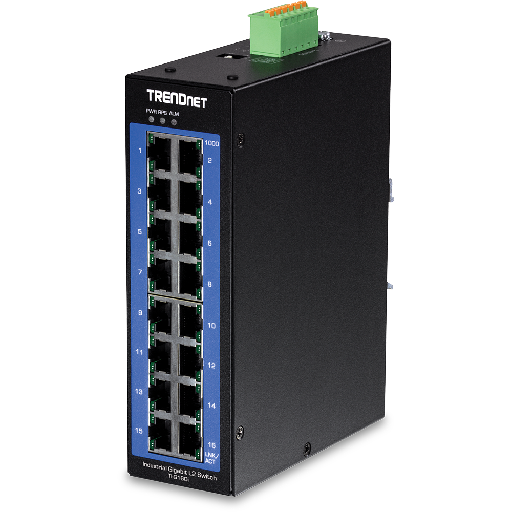 [TI-G160i] TRENDNET TI-G160i - 16-porttinen teollinen gigabitin L2-ohjattu DIN-kiskokytkin