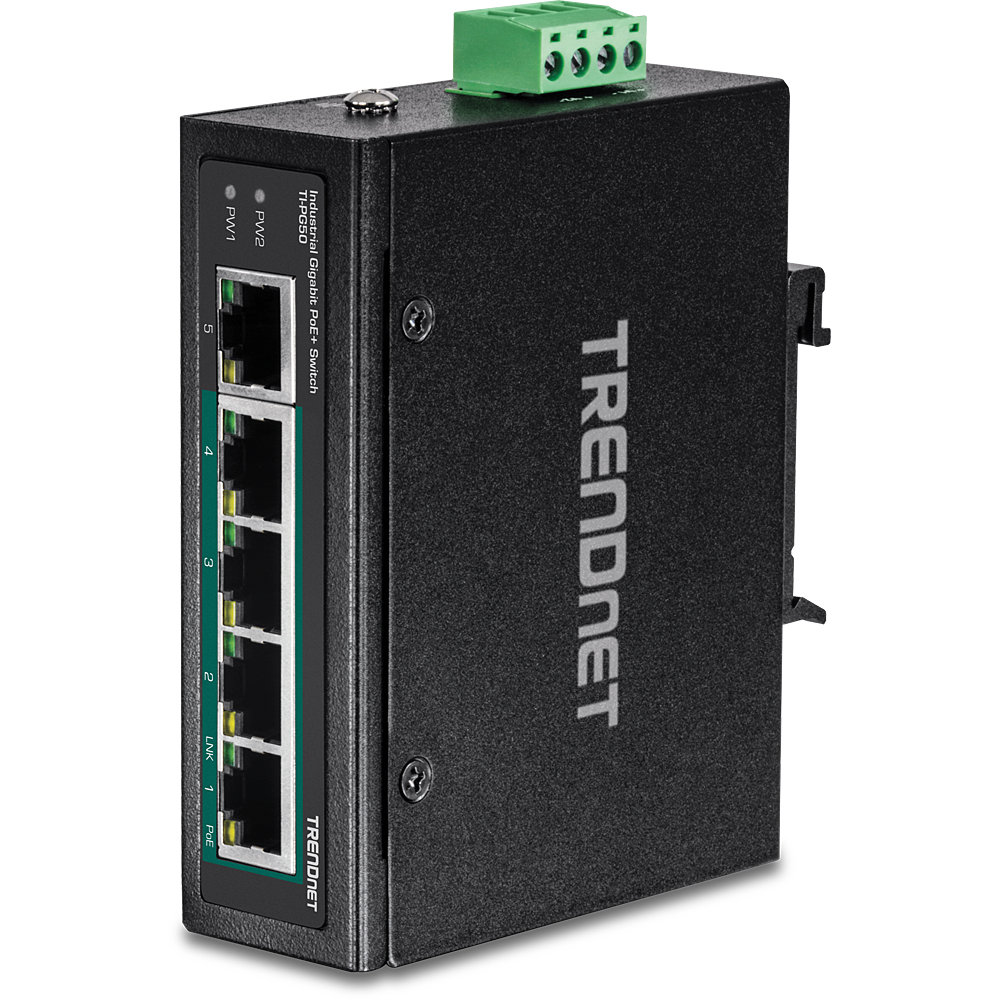 TRENDNET TI-PG50 - 5-porttinen teollinen Gigabit PoE + DIN-kiskokytkin