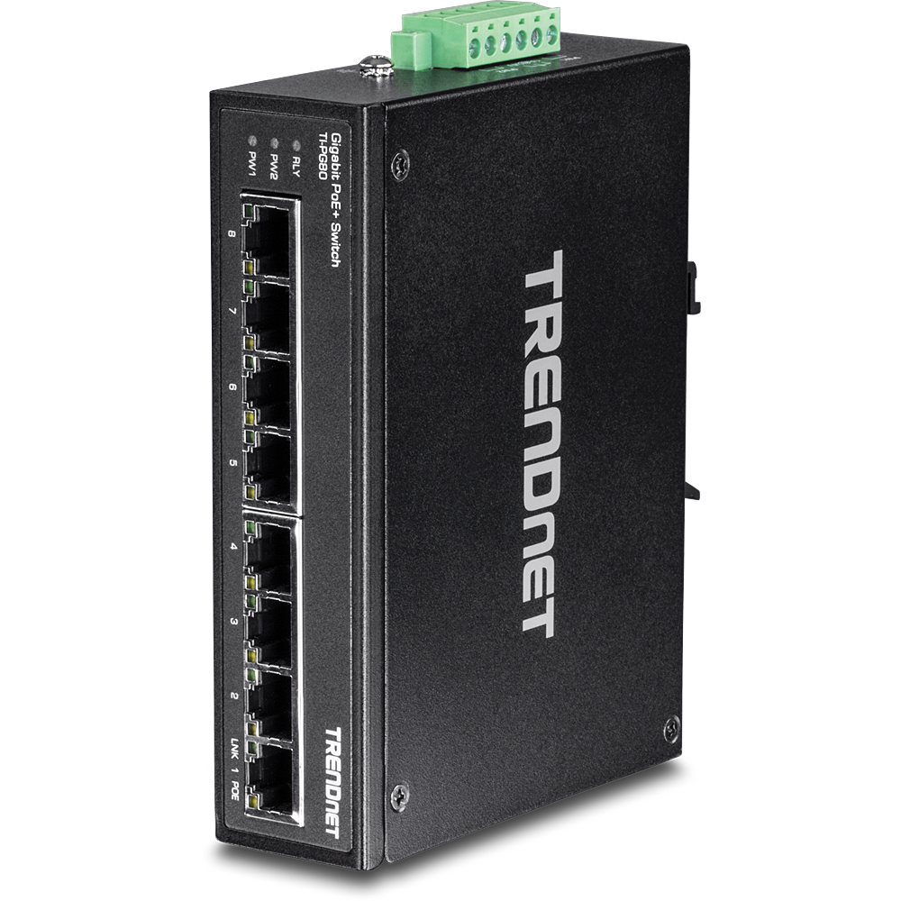 [TI-PG80] TRENDNET TI-PG80 - 8-porttinen teollinen Gigabit PoE+ -kytkin