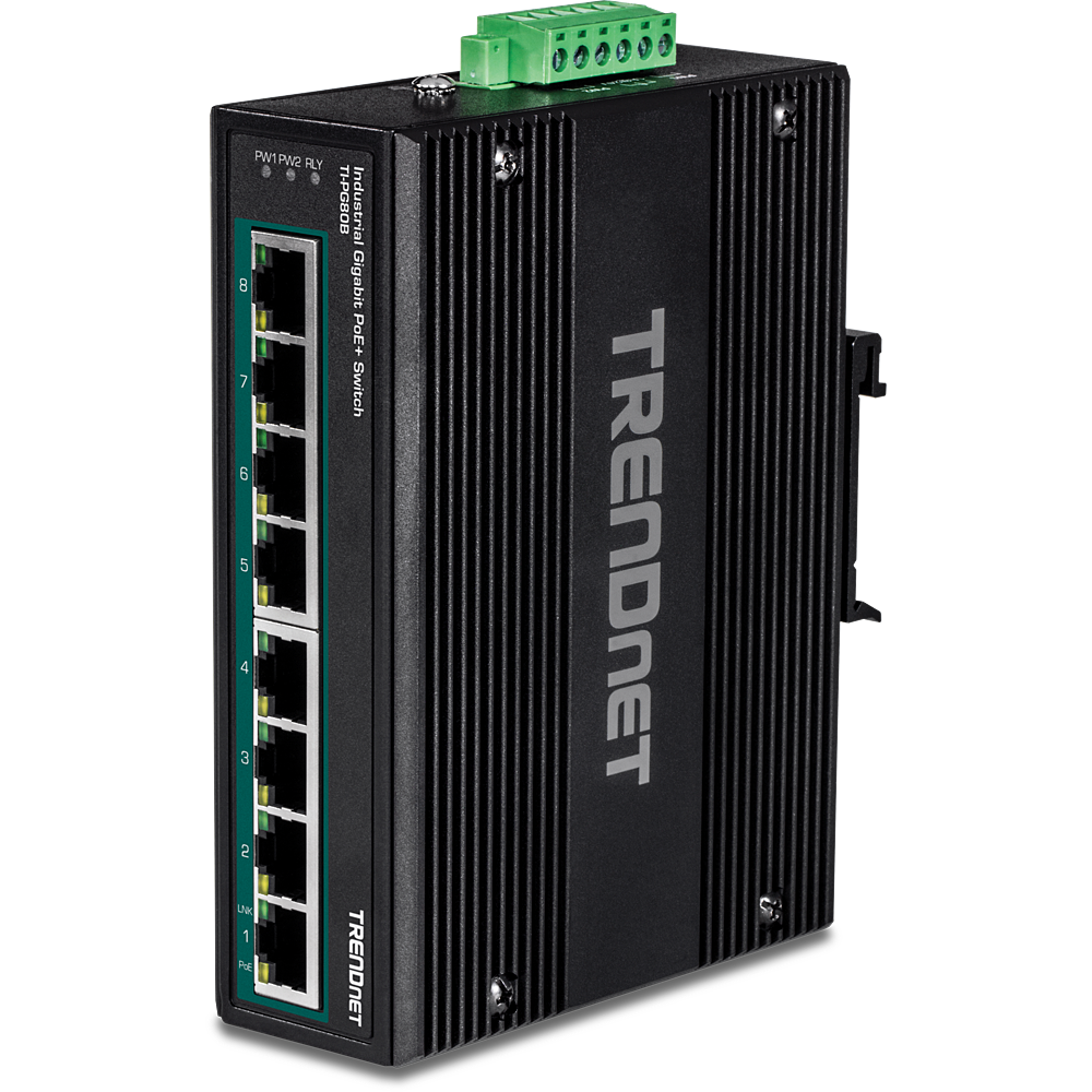 [TI-PG80B] TRENDNET TI-PG80B - 8-porttinen teollinen Gigabit PoE+ DIN-kiskokytkin 24-56V