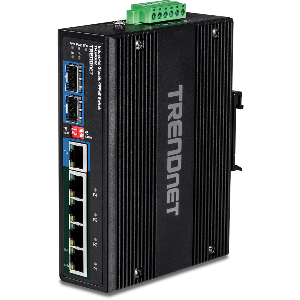 [TI-UPG62] TRENDNET TI-UPG62 - 6-porttinen teollinen Gigabit PoE+ -kytkin