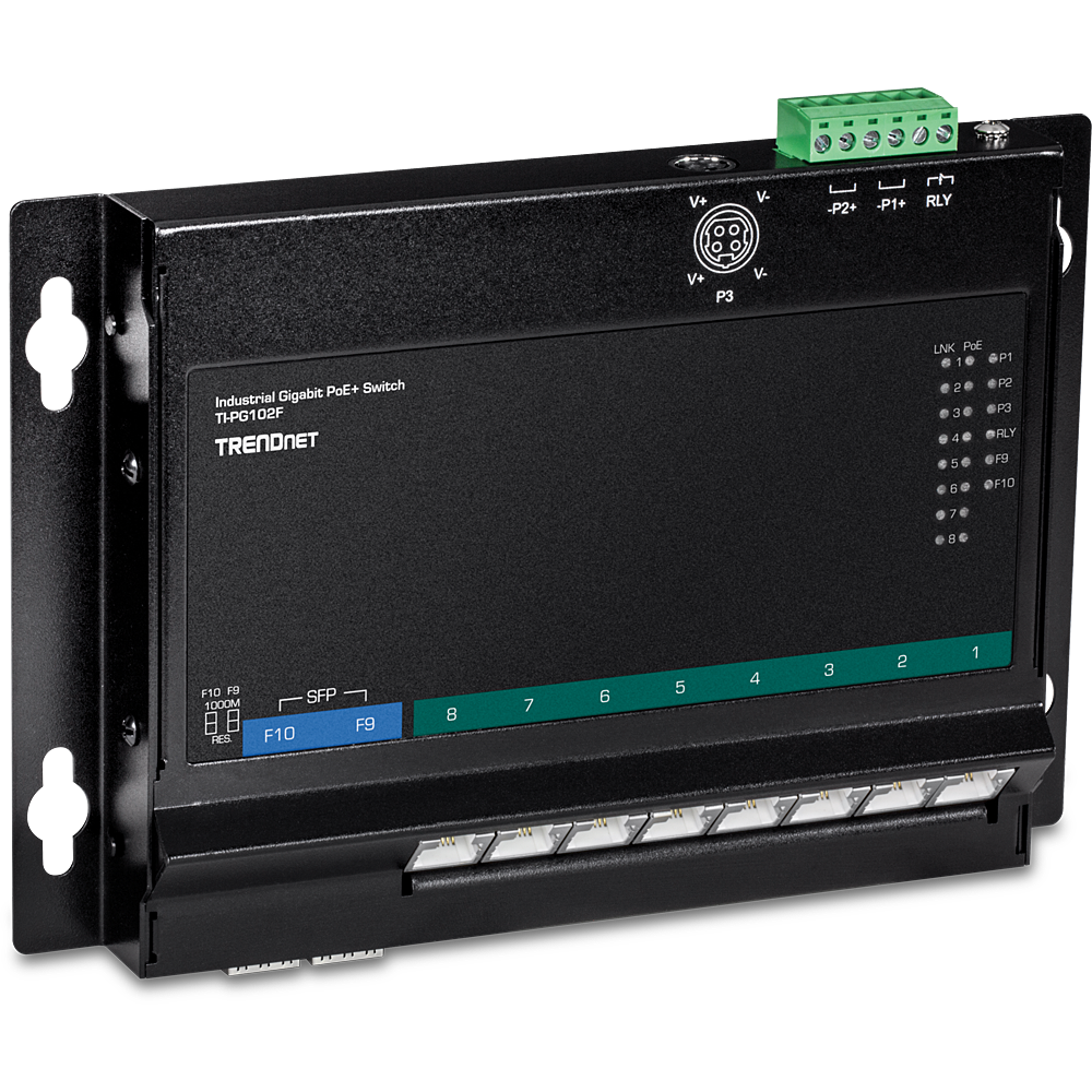[TI-PG102F] TRENDNET TI-PG102F - 10-porttinen teollinen Gigabit PoE+ kytkin seinäasennus