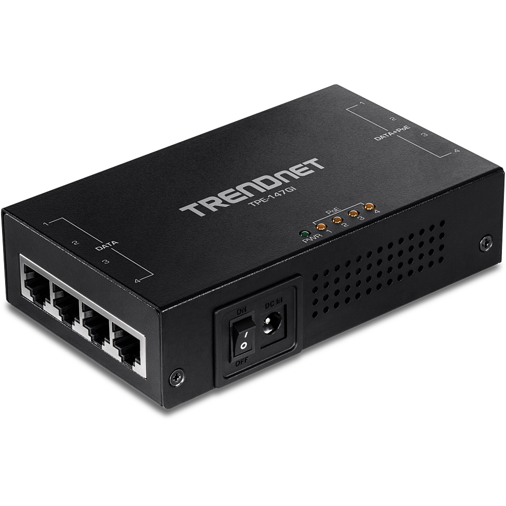 TRENDNET TPE-147GI - 65W 4-porttinen Gigabit PoE+ Injektori