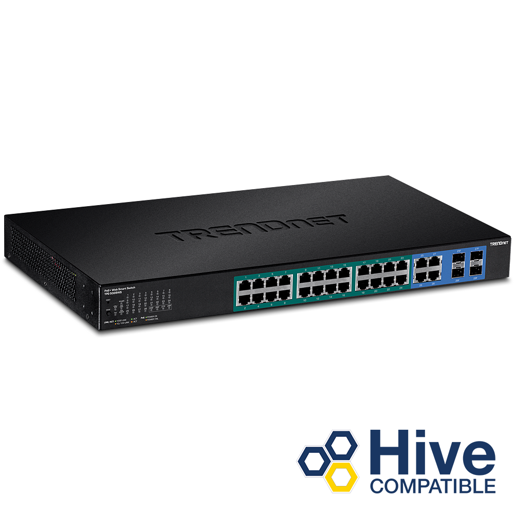 TRENDNET TPE-5028WS - 28-porttinen Gigabit Web Smart PoE+ -kytkin 370W