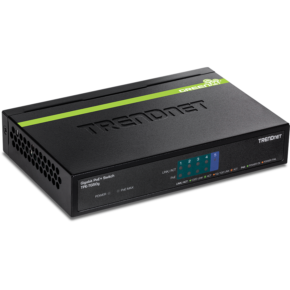 [TPE-TG50g] TRENDNET TPE-TG50g - 5-porttinen Gigabit PoE+ -kytkin 31W