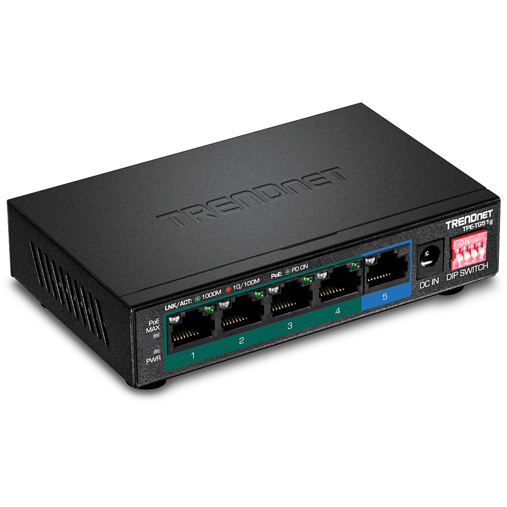 [TPE-TG51G] TRENDNET TPE-TG51G - 5-porttinen Gigabit PoE+ -kytkin 60W