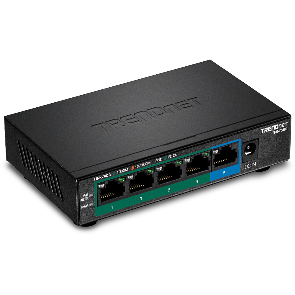 TRENDNET TPE-TG52 - 5-porttinen Gigabit PoE+ -kytkin 32W