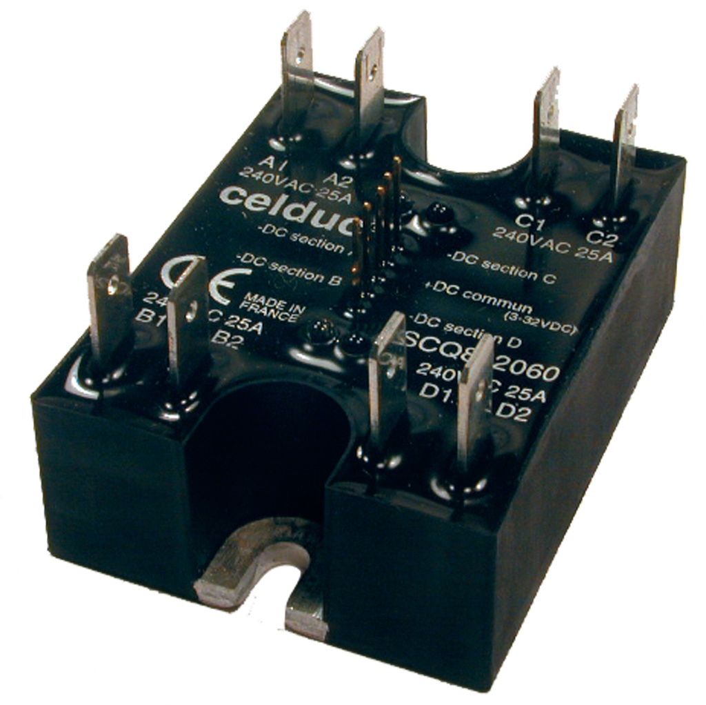 CELDUC SCQ842160 - Quad Power Solid State Relay SSR 4X25A/230VAC/CTRL 3-32VDC/LED