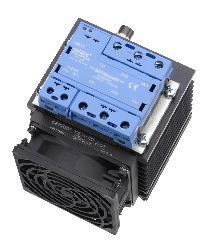 CELDUC SGT8698504 ZC KOLMIVAIHEISET SSR-KONTAKTORIT 3X64A/24-520VAC/CTRL 24-255VAC/DC