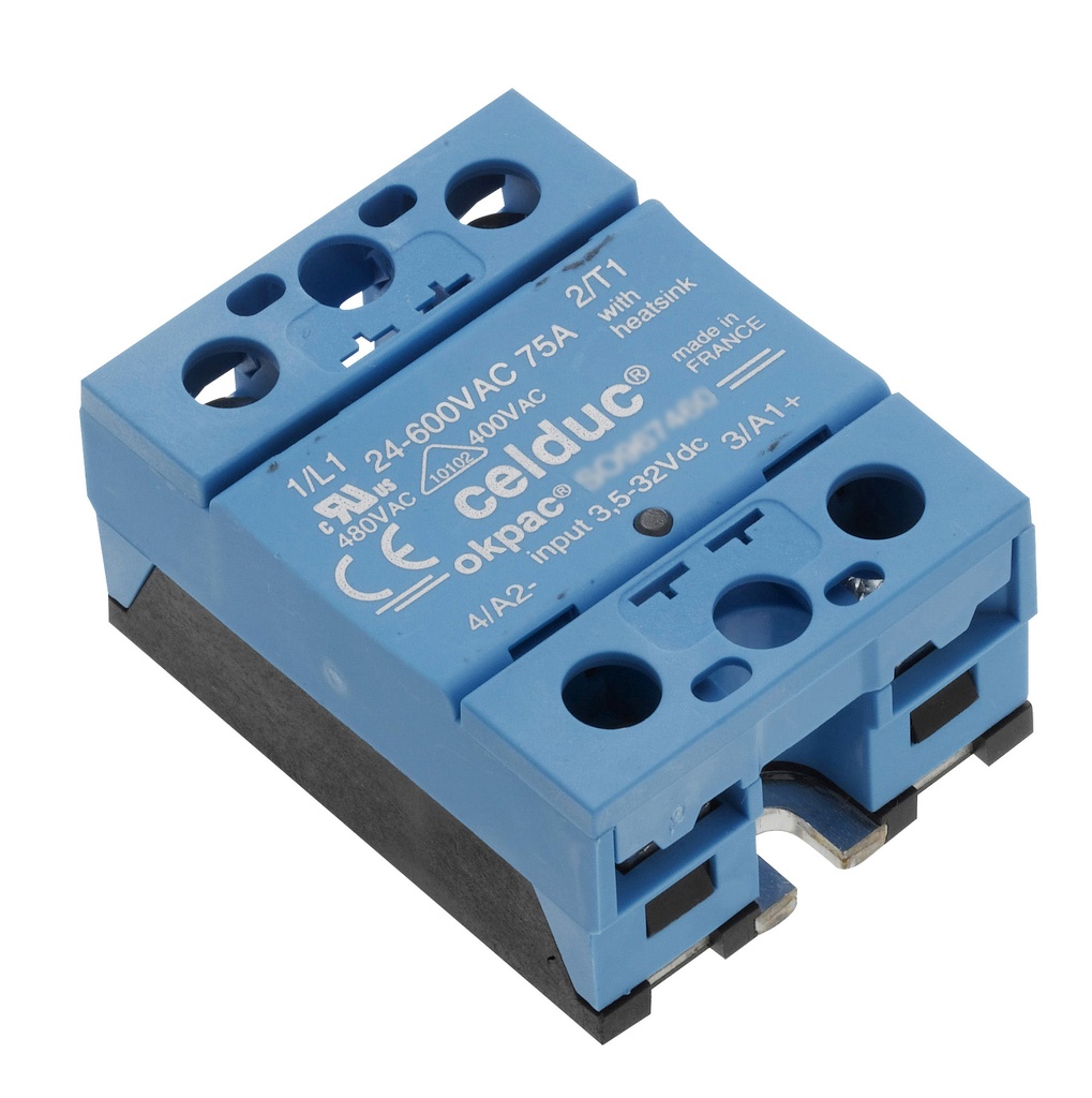 [SO767090] CELDUC SO767090 SSR 75A/24-510VAC/VDR/CTRL 3,5-32VDC/LED/SÄÄDETTY TULO/IP20/RANDOM