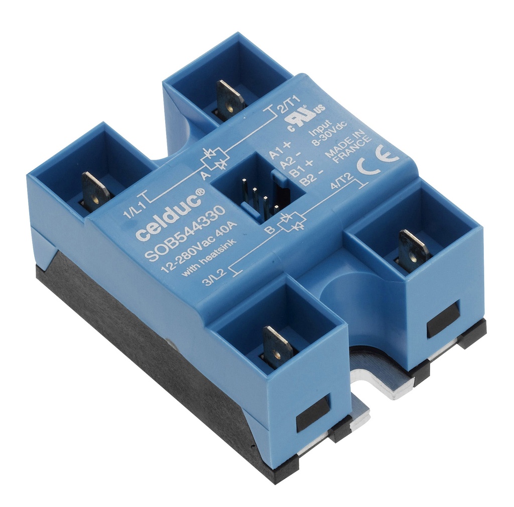 CELDUC SOB564330 SSR 2X40A/400VAC/2 CTRL 10-30VDC/FASTONS