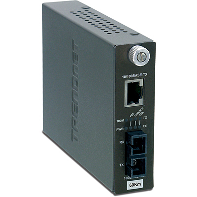[TFC-110S60i] TRENDNET TFC-110S60i - Älykäs 10/100Base-TX ja 100Base-FX Single mode SC-kuitumuunnin 60km