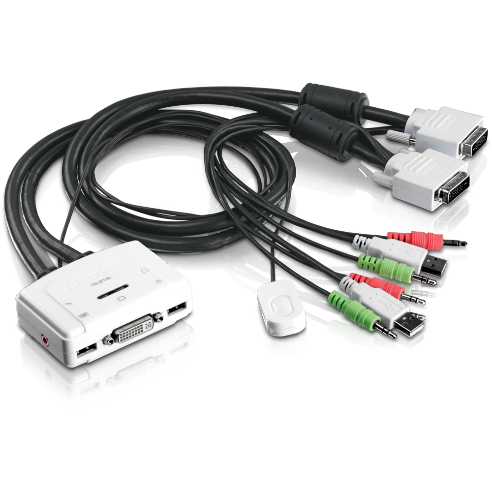 TRENDNET TK-214i - 2-porttinen KVM-kytkin DVI USB ja Audio