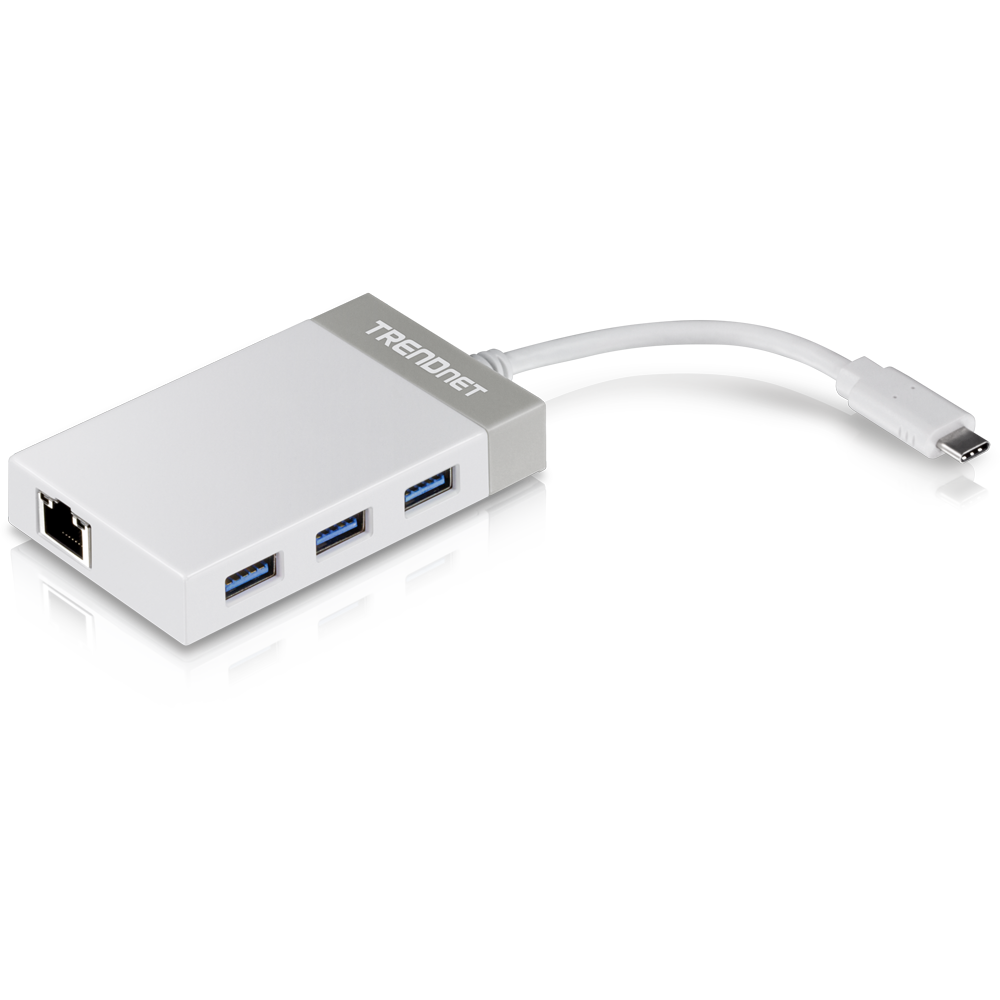 [TUC-ETGH3] TRENDNET TUC-ETGH3 - USB-C-Gigabit Ethernet -sovitin + USB-keskitin