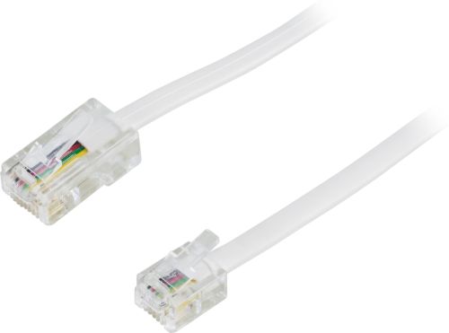 [DEL-1705] DELTACO DEL-1705 - MODULAARIKAAPELI - 8P4C(RJ45) - 6P4C(RJ11) - 5m - VALKOINEN