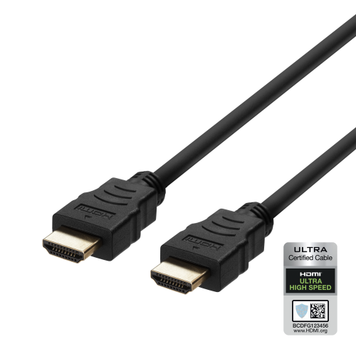 [HU-50] DELTACO HU-50 - Ultra High Speed HDMI kaapeli, 5m, eARC, QMS, 8K at 60Hz, 4K at 120Hz, musta