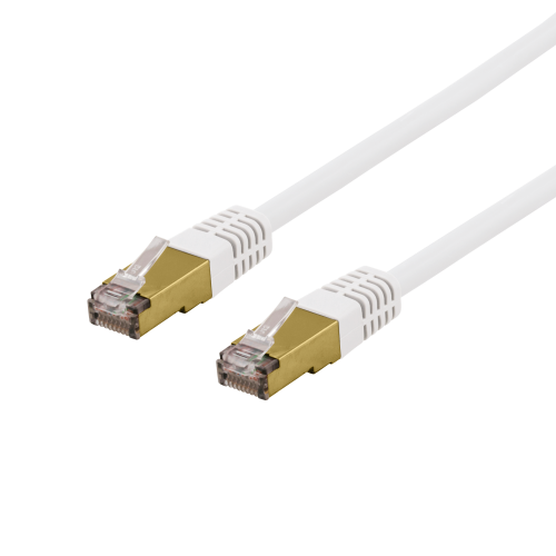 DELTACO SFTP-603VAH - S/FTP Cat6a -verkkokaapeli,0,3 m, 500 MHz - LSZH, valkoinen