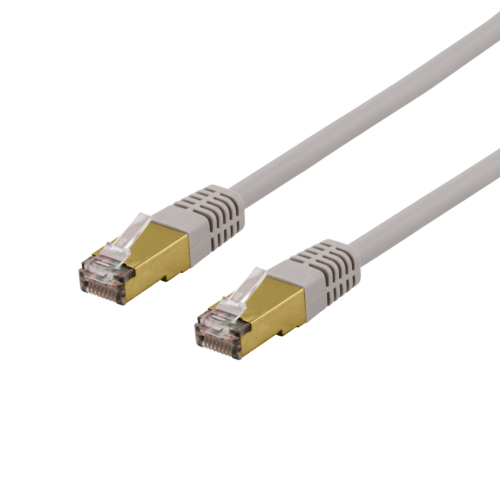 DELTACO SFTP-60AH - S/FTP Cat6a -verkkokaapeli,0,5 m, 500 MHz - LSZH, harmaa