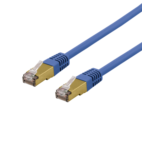 DELTACO SFTP-60BAH - S/FTP Cat6a -verkkokaapeli,0,5 m, 500 MHz - LSZH, sininen