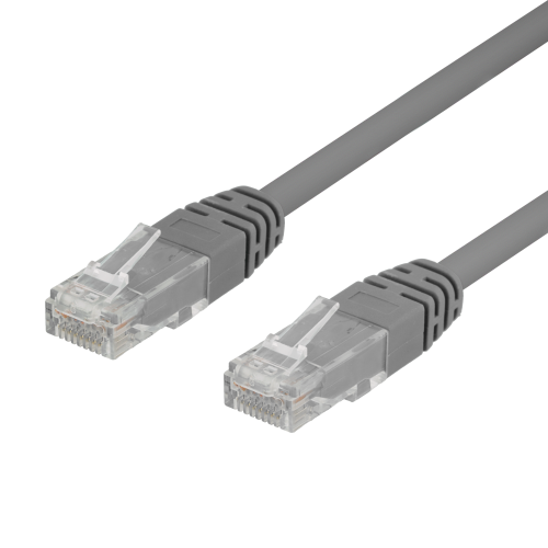 DELTACO TP-603 - U/UTP Cat6 verkkokaapeli,LSZH, 0,3m, harmaa